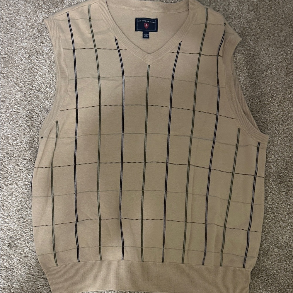 Saddlebred Tan V-Neck Sweater Vest